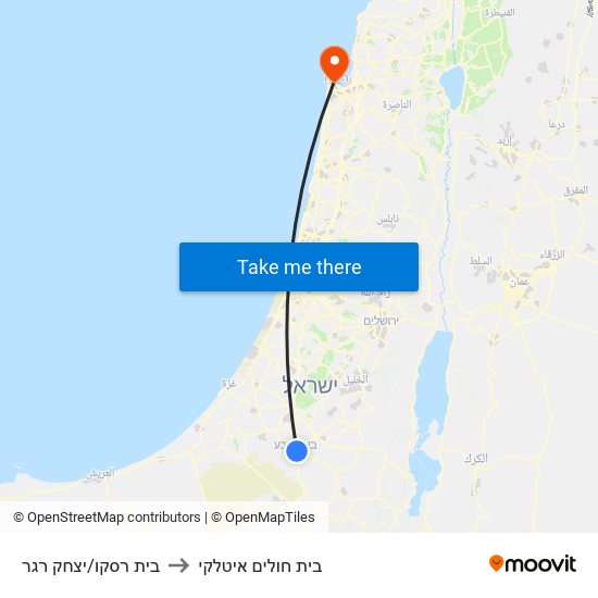 בית רסקו/יצחק רגר to בית חולים איטלקי map