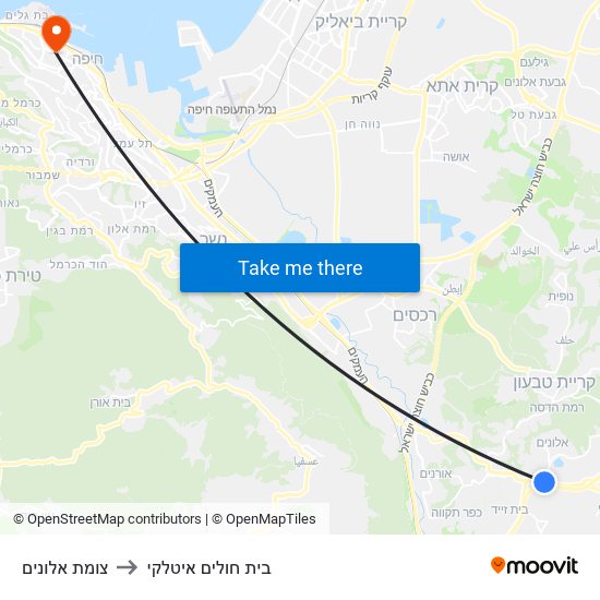 צומת אלונים to בית חולים איטלקי map