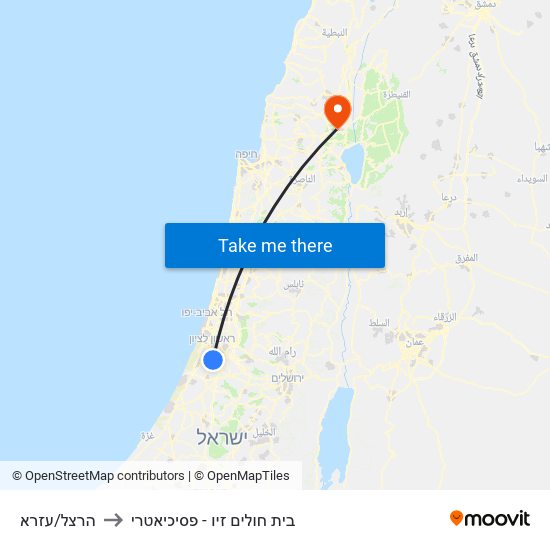 הרצל/עזרא to בית חולים זיו - פסיכיאטרי map