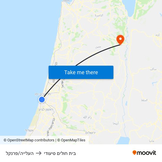 העלייה/פרנקל to בית חולים סיעודי map