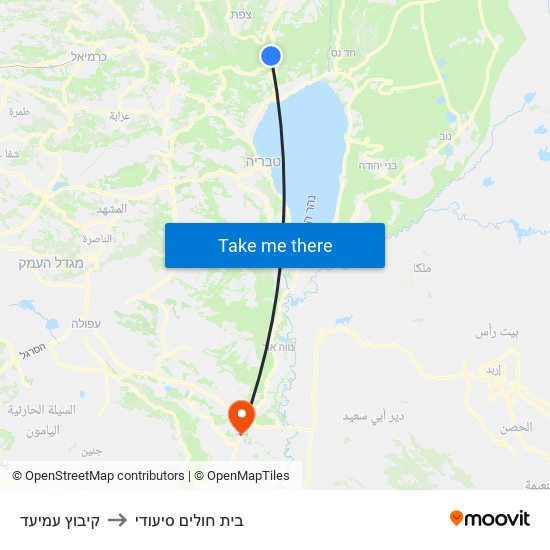 קיבוץ עמיעד to בית חולים סיעודי map