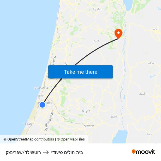 רוטשילד/שפרינצק to בית חולים סיעודי map