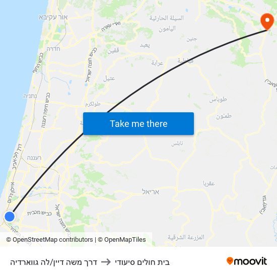 דרך משה דיין/לה גווארדיה to בית חולים סיעודי map