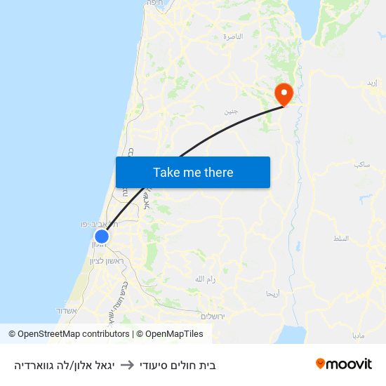 יגאל אלון/לה גווארדיה to בית חולים סיעודי map