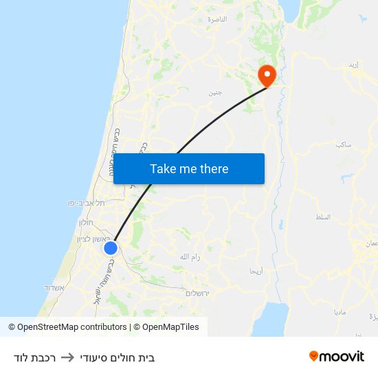 רכבת לוד to בית חולים סיעודי map