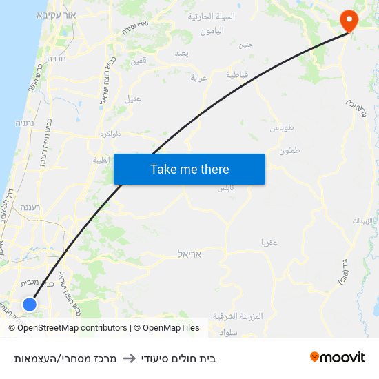 מרכז מסחרי/העצמאות to בית חולים סיעודי map