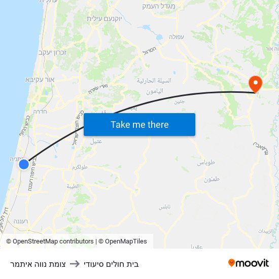 צומת נווה איתמר to בית חולים סיעודי map