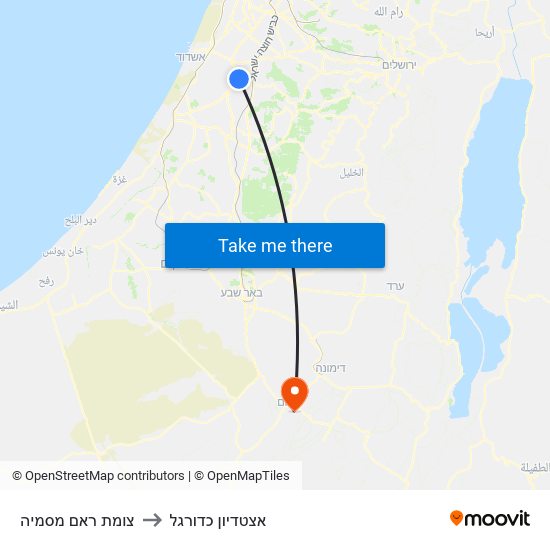 צומת ראם מסמיה to אצטדיון כדורגל map