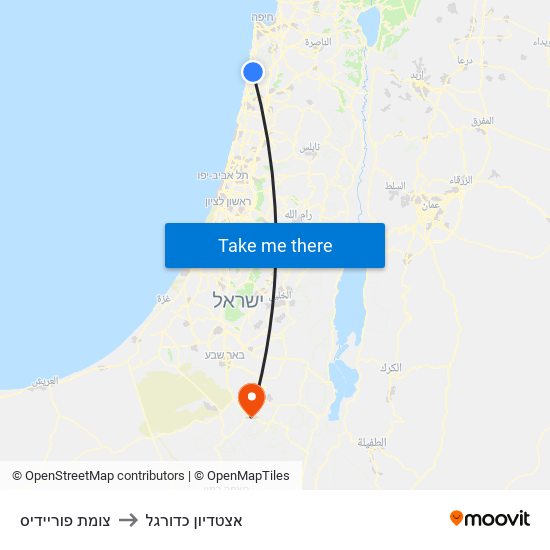 צומת פוריידיס to אצטדיון כדורגל map