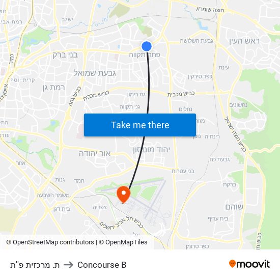 ת. מרכזית פ''ת to Concourse B map