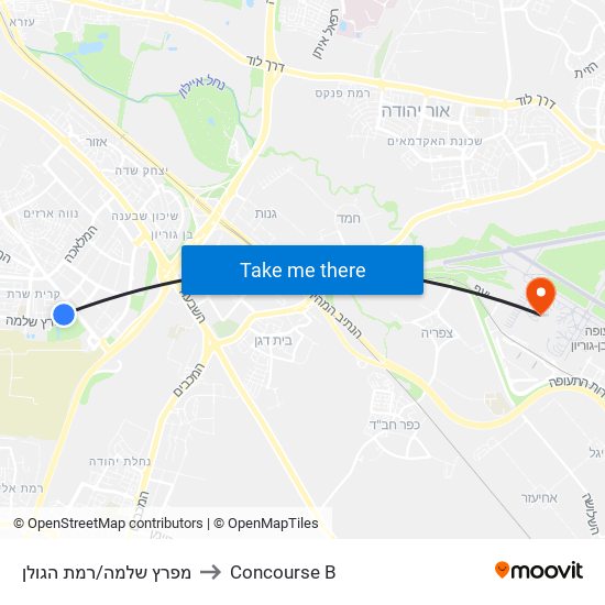 מפרץ שלמה/רמת הגולן to Concourse B map