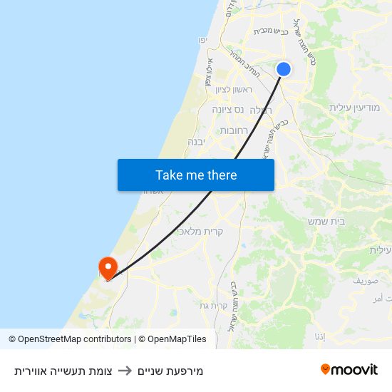 צומת תעשייה אווירית to מירפעת שניים map