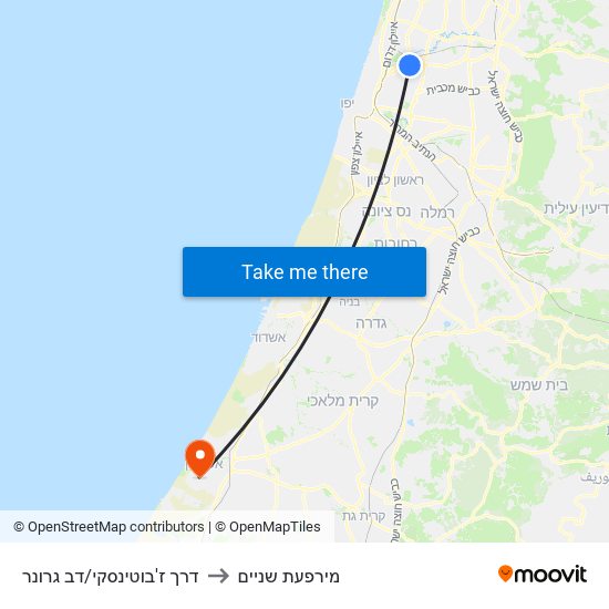 דרך ז'בוטינסקי/דב גרונר to מירפעת שניים map