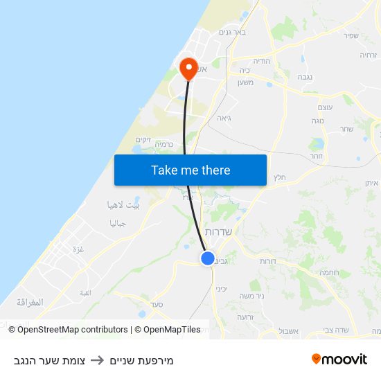 צומת שער הנגב to מירפעת שניים map