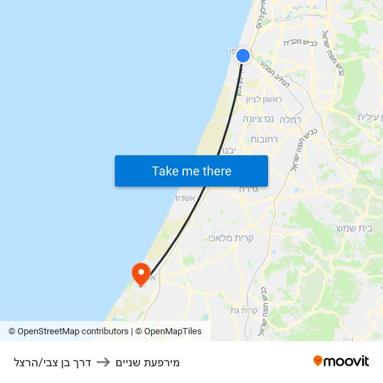 דרך בן צבי/הרצל to מירפעת שניים map