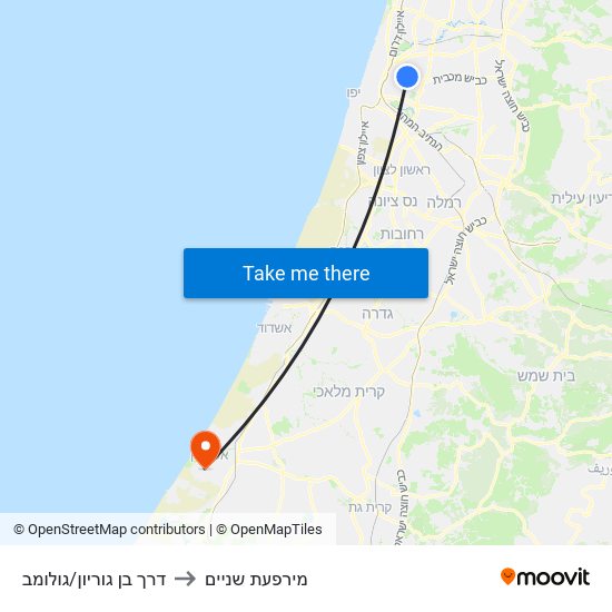 דרך בן גוריון/גולומב to מירפעת שניים map