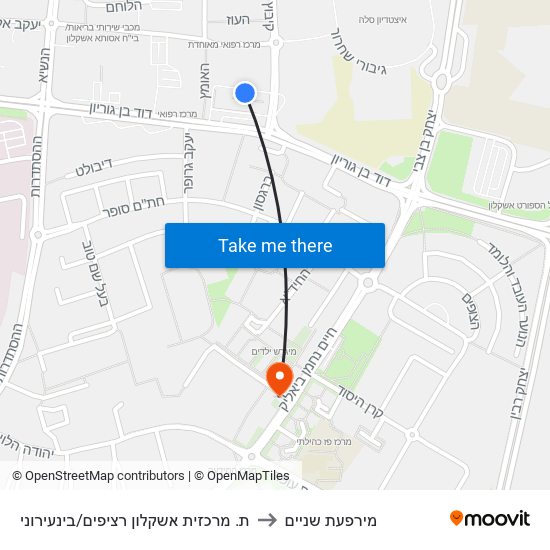 ת. מרכזית אשקלון רציפים/בינעירוני to מירפעת שניים map