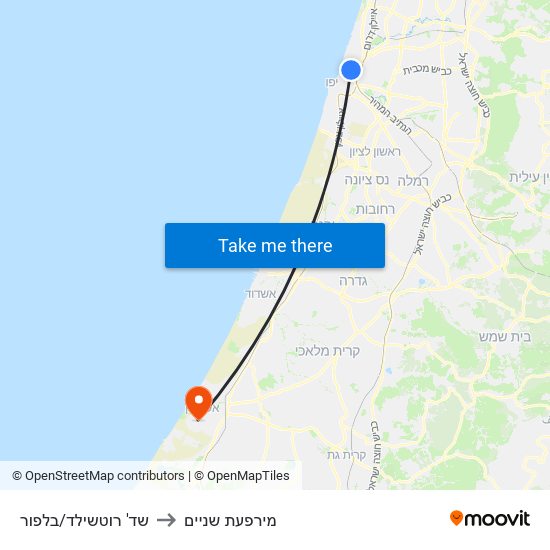 שד' רוטשילד/בלפור to מירפעת שניים map