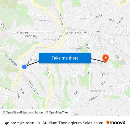 תחנת רק''ל יפה נוף to Studium Theologicum Salesianum map