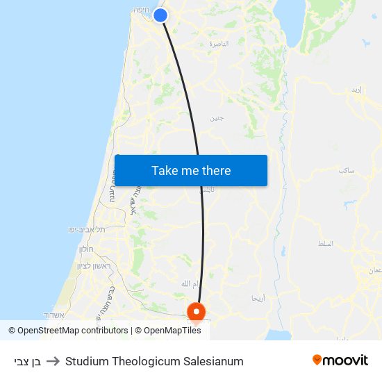 בן צבי to Studium Theologicum Salesianum map