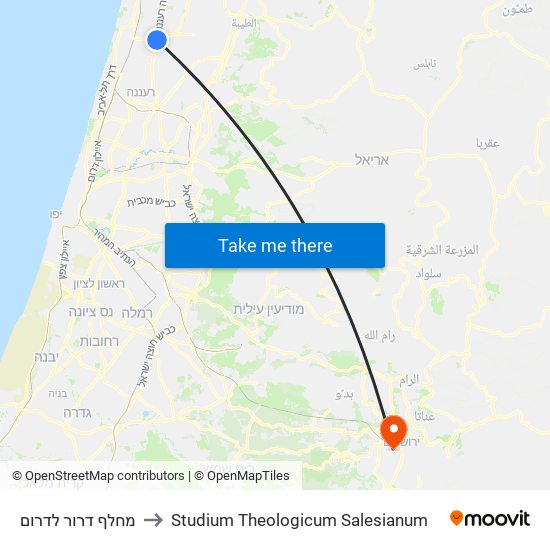 מחלף דרור לדרום to Studium Theologicum Salesianum map