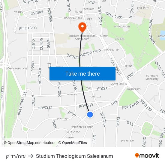 עזה/רד''ק to Studium Theologicum Salesianum map