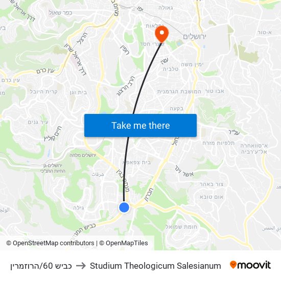 כביש 60/הרוזמרין to Studium Theologicum Salesianum map