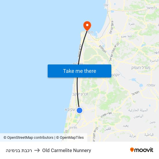 רכבת בנימינה to Old Carmelite Nunnery map