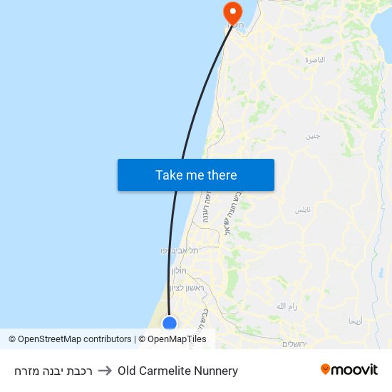 רכבת יבנה מזרח to Old Carmelite Nunnery map