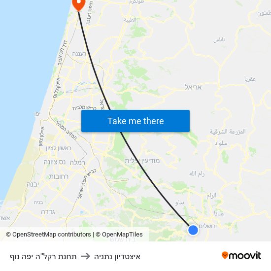 תחנת רקל''ה יפה נוף to איצטדיון נתניה map