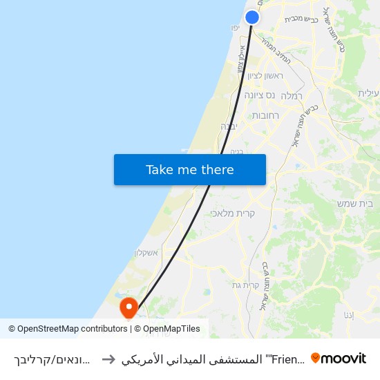 החשמונאים/קרליבך to المستشفى الميداني الأمريكي ""Friend-Ships"" map