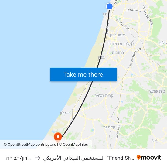 גורדון/דב הוז to المستشفى الميداني الأمريكي ""Friend-Ships"" map