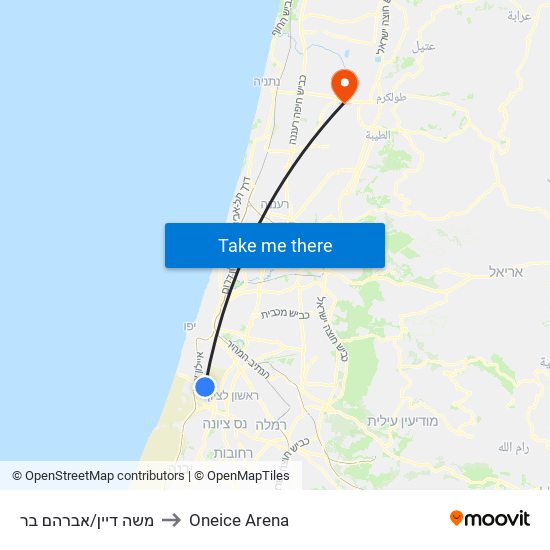 משה דיין/אברהם בר to Oneice Arena map