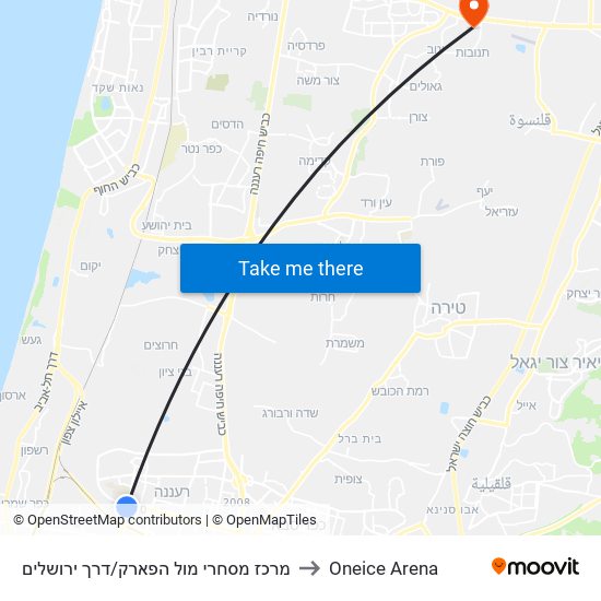 מרכז מסחרי מול הפארק/דרך ירושלים to Oneice Arena map