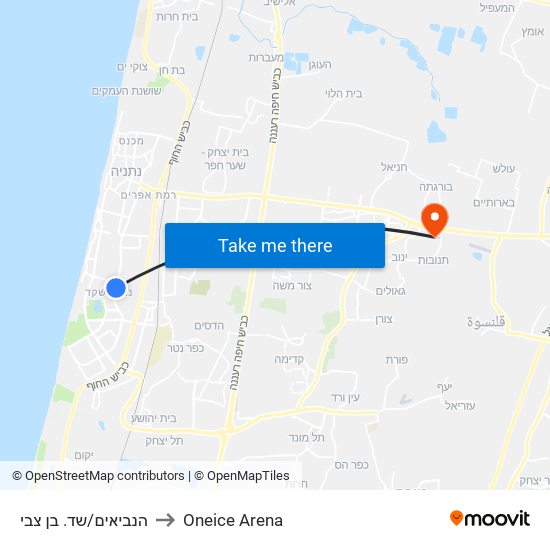 הנביאים/שד. בן צבי to Oneice Arena map