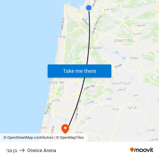 בן צבי to Oneice Arena map