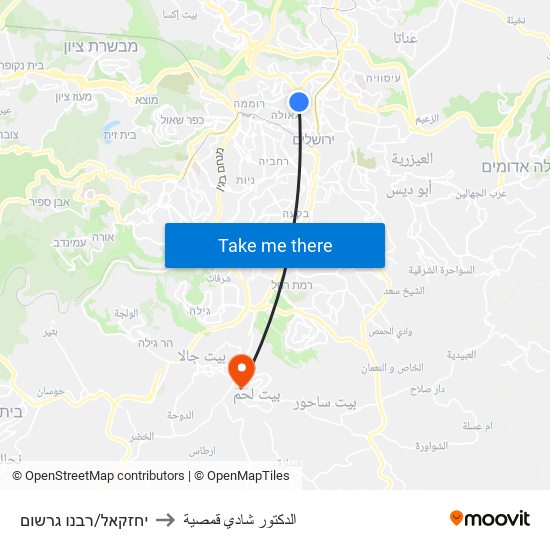 יחזקאל/רבנו גרשום to الدكتور شادي قمصية map