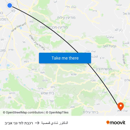 רכבת לוד-גני אביב to الدكتور شادي قمصية map