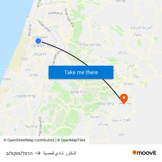 הרצל/סוקולוב to الدكتور شادي قمصية map