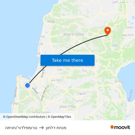 טרומפלדור/חניתה to מנחת דלתון map