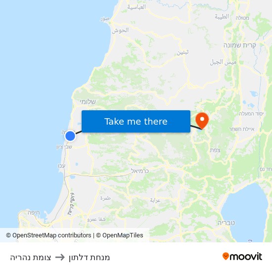 צומת נהריה to מנחת דלתון map