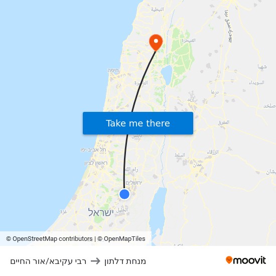 רבי עקיבא/אור החיים to מנחת דלתון map