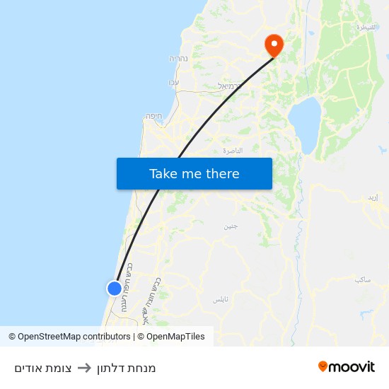 צומת אודים to מנחת דלתון map