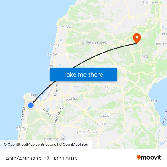 מרכז חורב/חורב to מנחת דלתון map