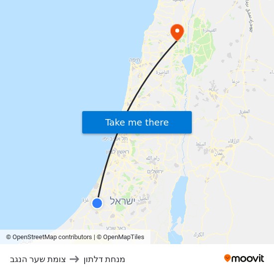 צומת שער הנגב to מנחת דלתון map