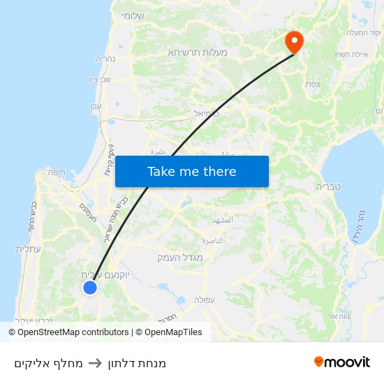 מחלף אליקים to מנחת דלתון map