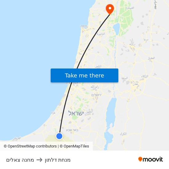 מחנה צאלים to מנחת דלתון map