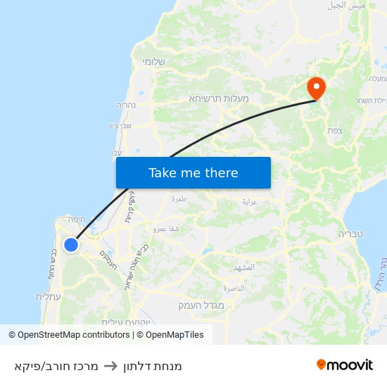 מרכז חורב/פיקא to מנחת דלתון map