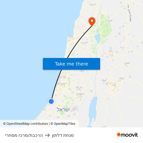 הרכבת/מרכז מסחרי to מנחת דלתון map