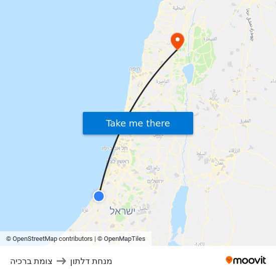 צומת ברכיה to מנחת דלתון map